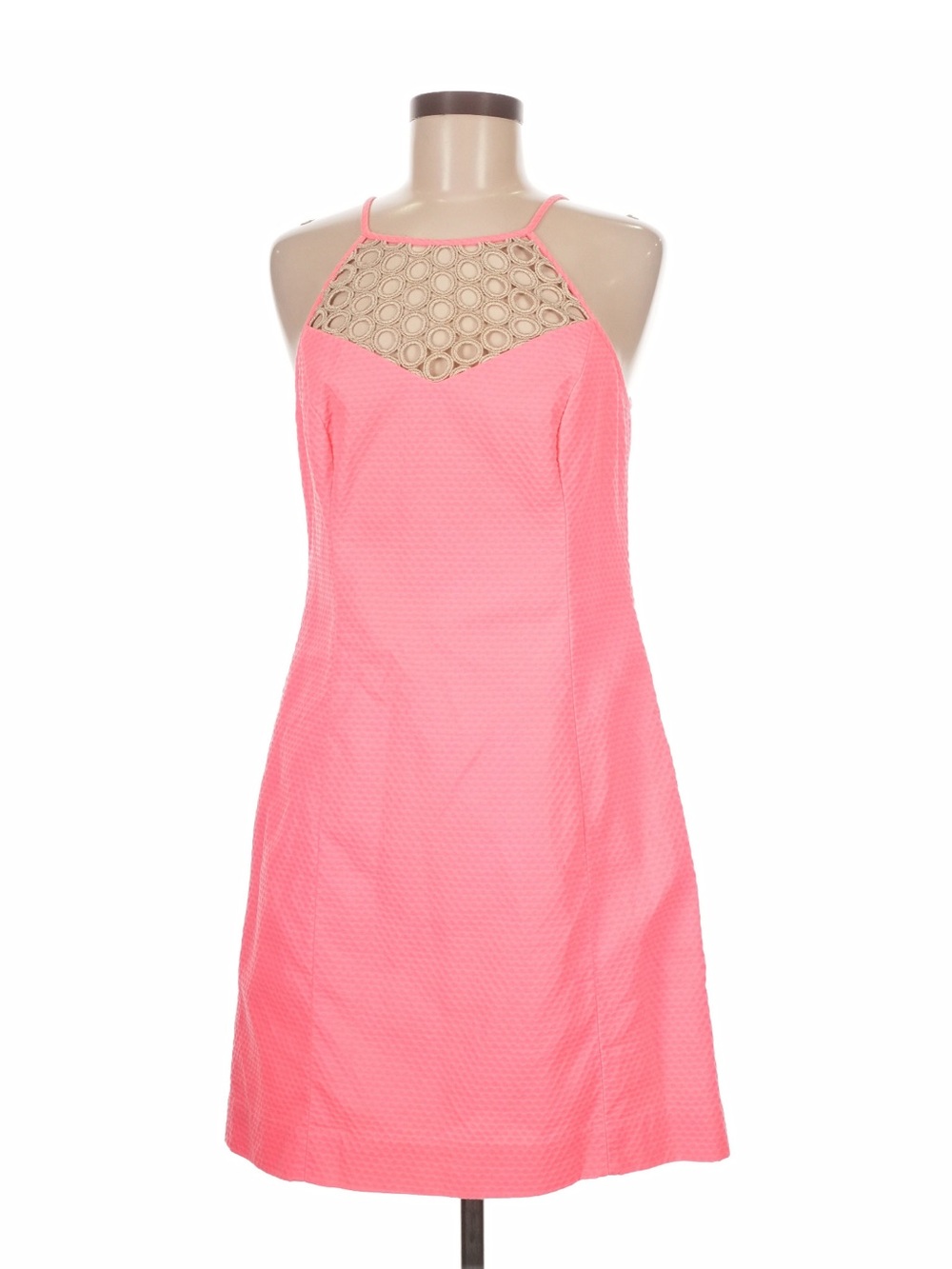 Lilly Pulitzer Coral Pink Halter Mini with Crochet Yoke